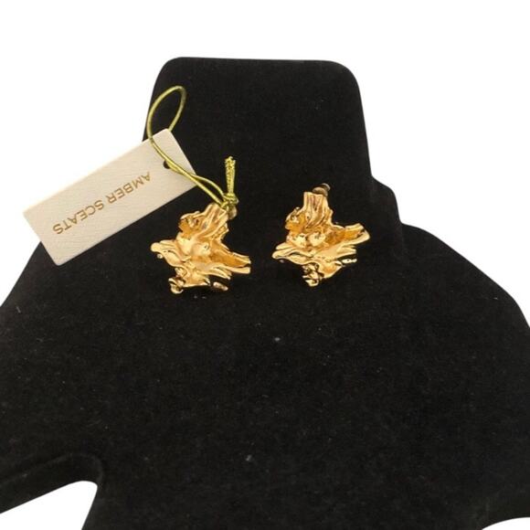 AMBER SCEATS NWT Textured Sculptural Finish 24K Gold Plating Reese Earrings - Picture 3 of 15